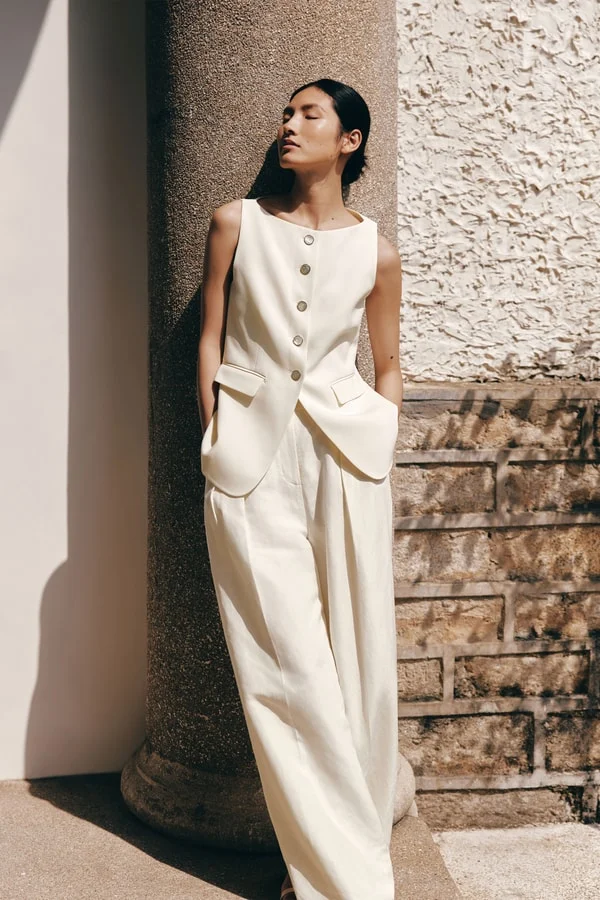 Button-up silk vest
